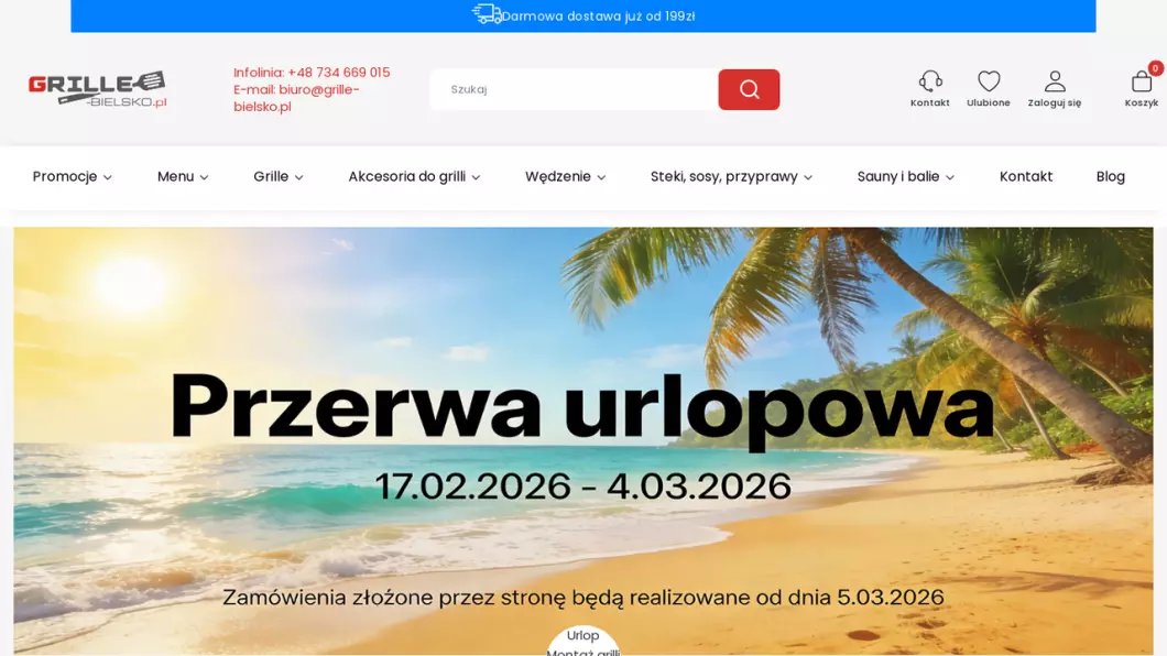 Zrzut ekranu strony Internetowy sklep z grillami | Grille-bielsko.pl