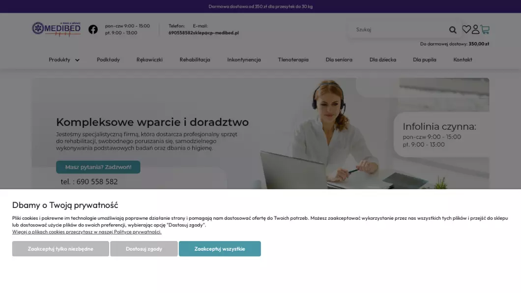 Zrzut ekranu strony CP-MEDIBED