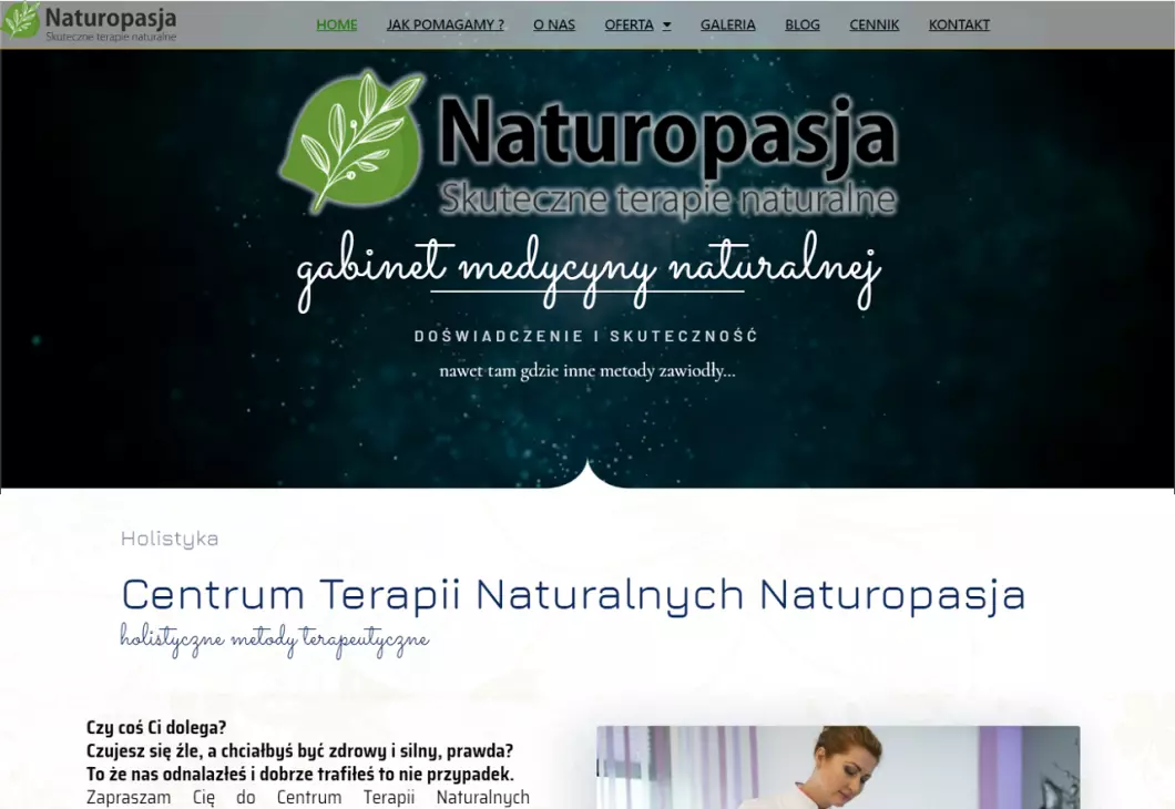 Zrzut ekranu strony Medycyna naturalna Częstochowa Naturopasja