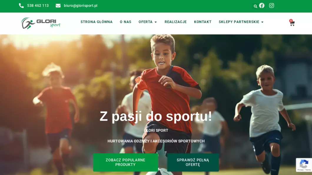 Zrzut ekranu strony Glori Sport