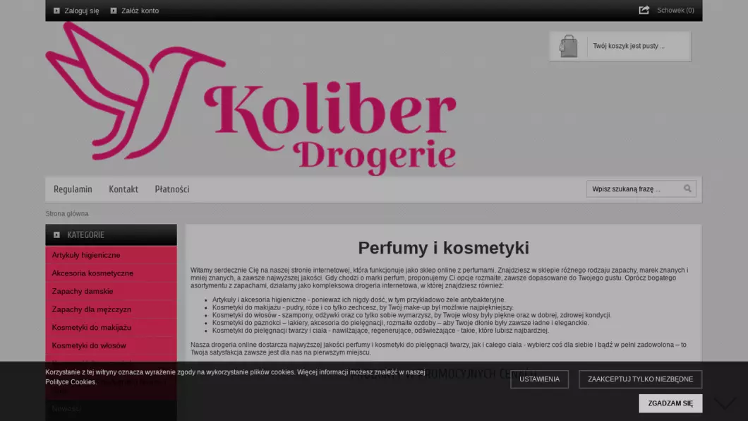 Zrzut ekranu strony Drogeria internetowa - TIM Drogeria
