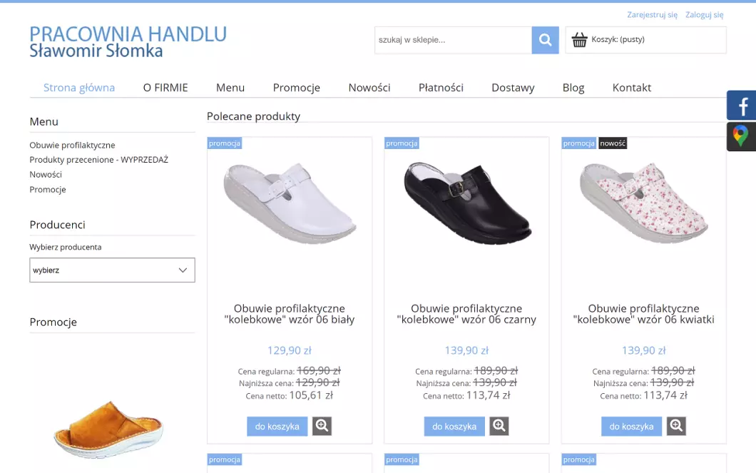 Zrzut ekranu strony Sklep z obuwiem medycznym - obuwieprofilaktyczne.com