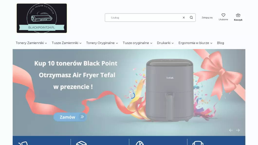 Zrzut ekranu strony Tusze i tonery do drukarek Kraków | Blackpoint24.pl